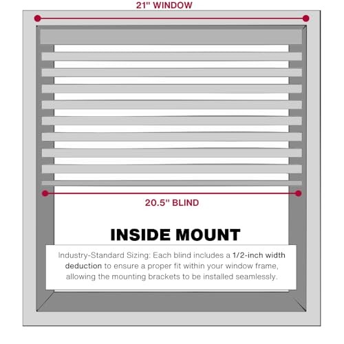 White Cordless Mini Blind – 1″ Vinyl Slats – 21″ Wide x 84″ Long – 21″W x 84″H
