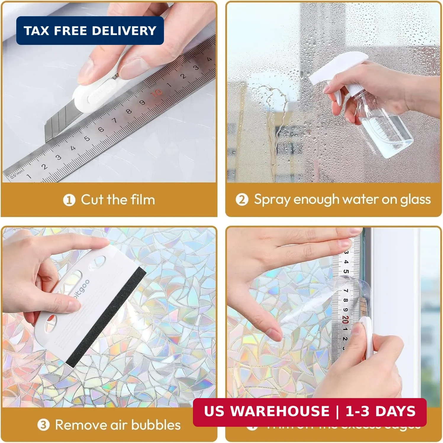 rabbitgoo 3 Pcs Window Film Installation Tools Set, Window Tint Kit, White | Sue