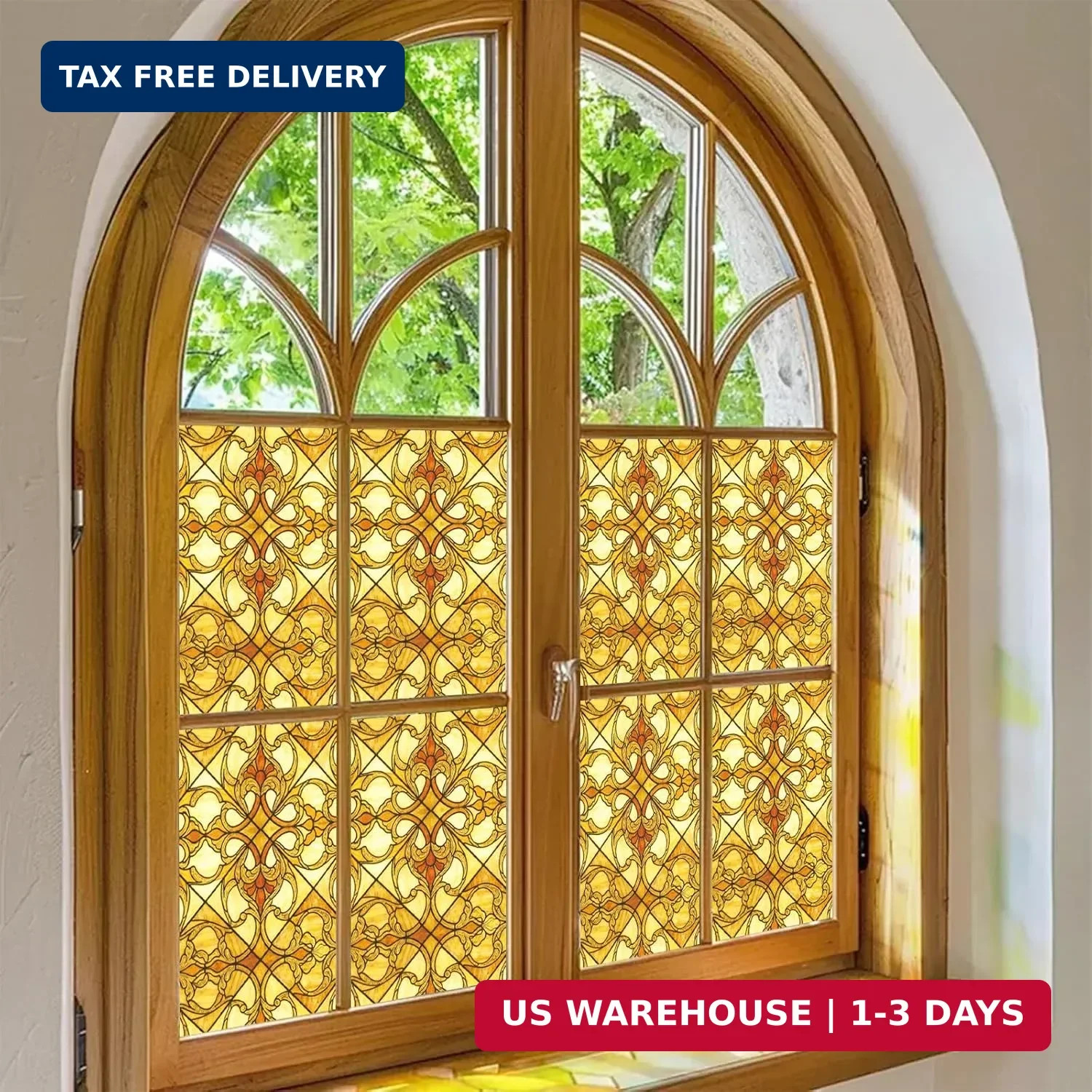 Window Privacy Film Stained Glass, 6 Pcs Vintage Static Cling Decorative Window
