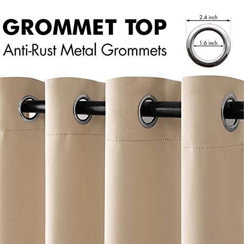 Room Darkening Curtains Thermal Insulated Drapes 42″W x 63″L (Pack of 2) Beige