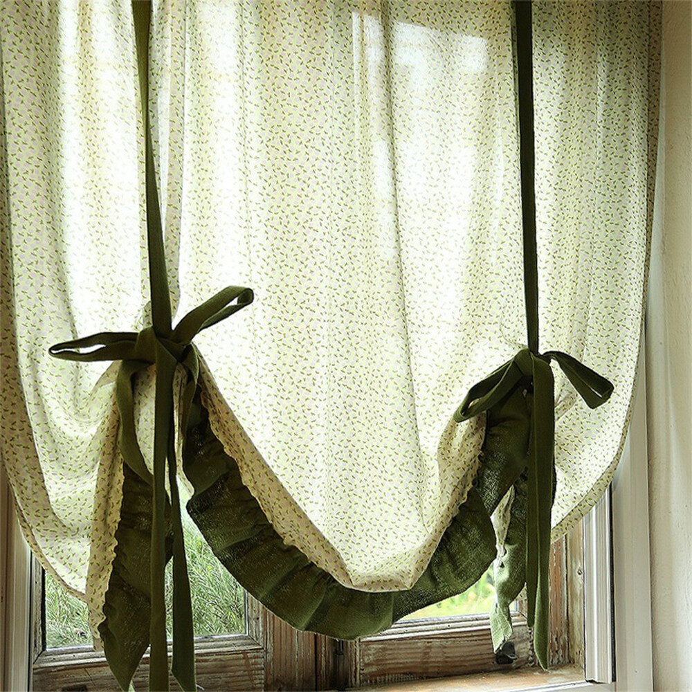 Bohemian Short Curtain Tie-Up Print Window Cafe Cabinet Drape Valance Home Decor