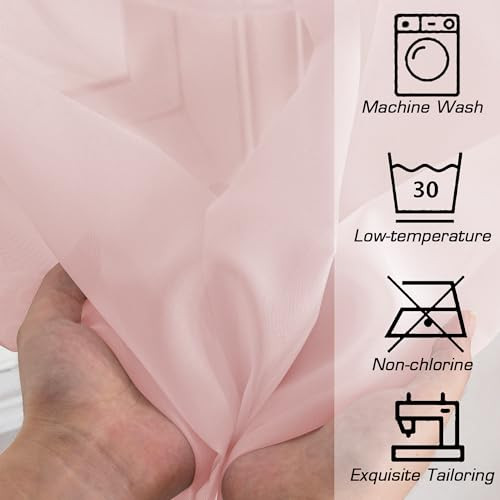 Sheer Curtains 84 Inches Long, Light Filtering 42″W x 84″L (Pack of 2) Blush