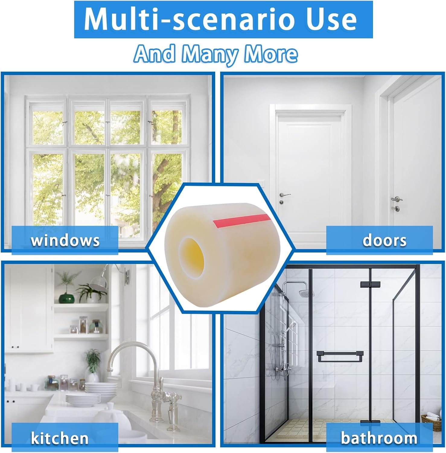 Transparent Window Weather Sealing Tape,Winter Window Seal Kit for Doors, Shower