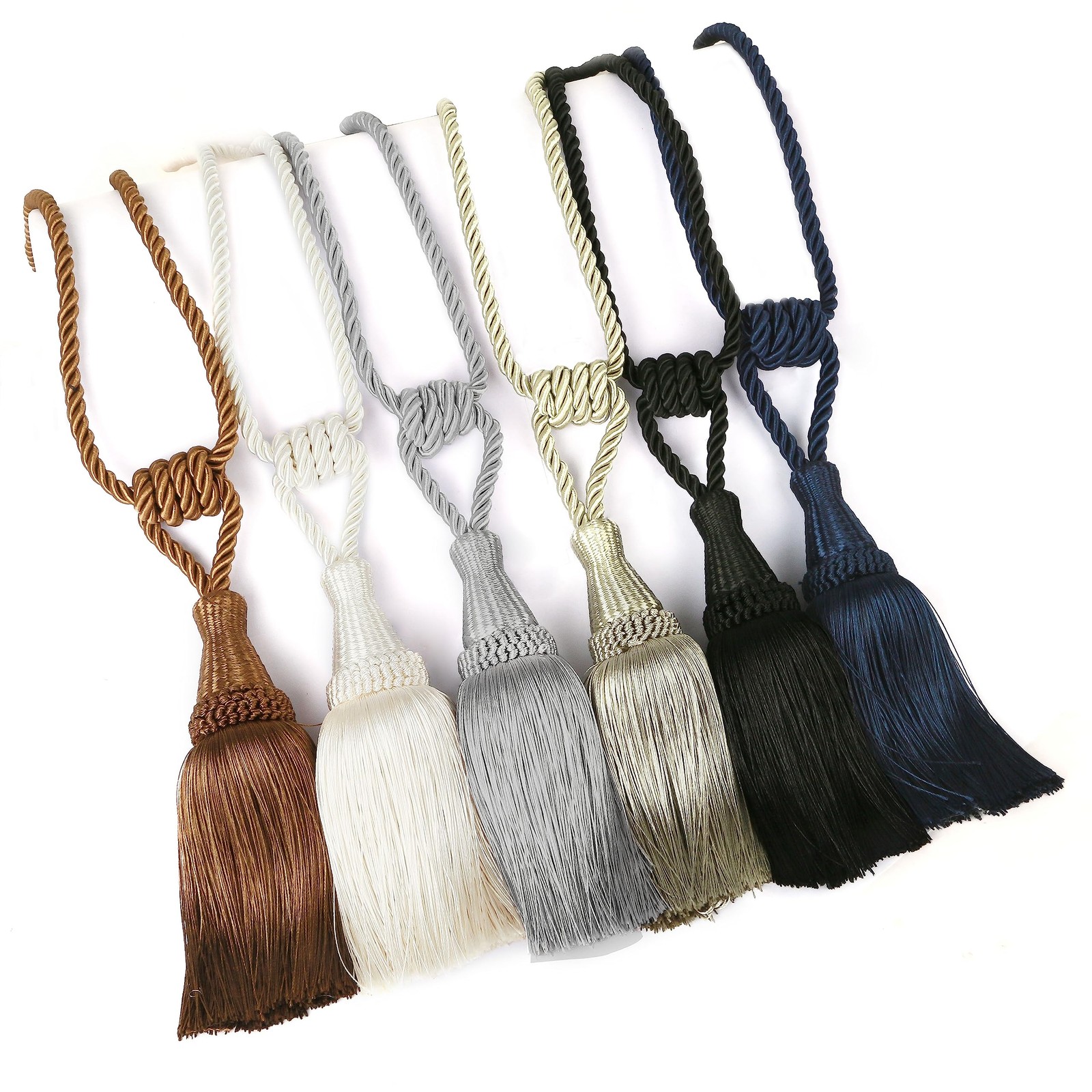 2 Pack Tassel Curtain Tiebacks Handmade Holdbacks (Coffee)