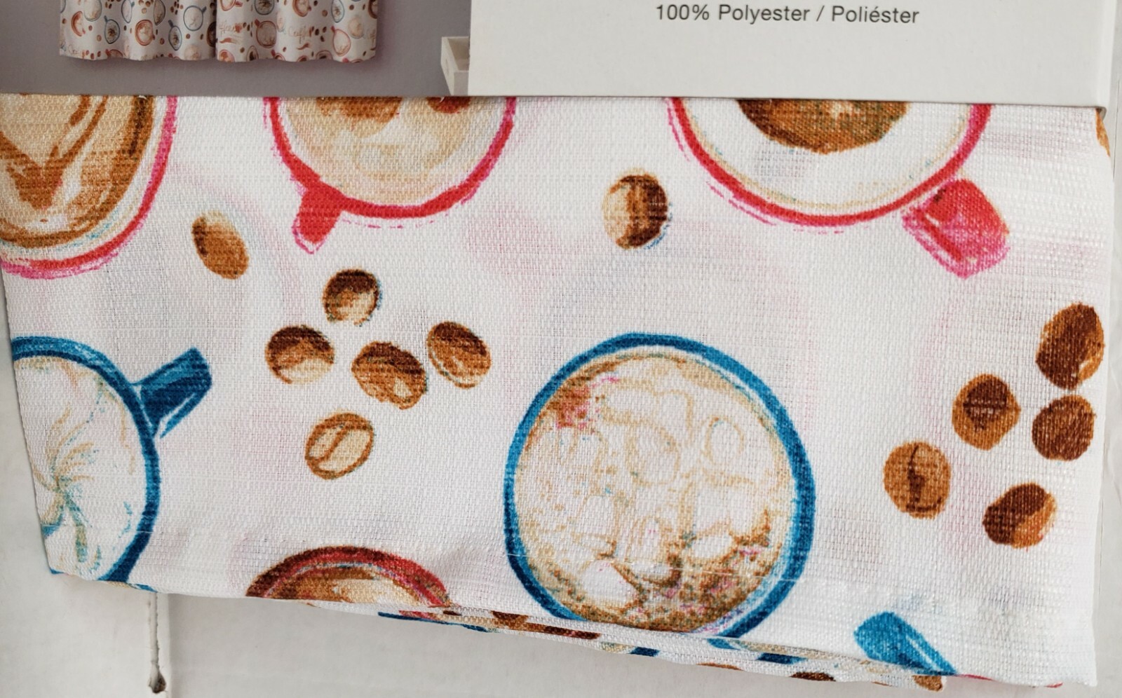 3 pc. Curtains Set: Valance (56″x14″) & 2 Tiers (28″x36″) COFFEE CUPS & BEANS,VC