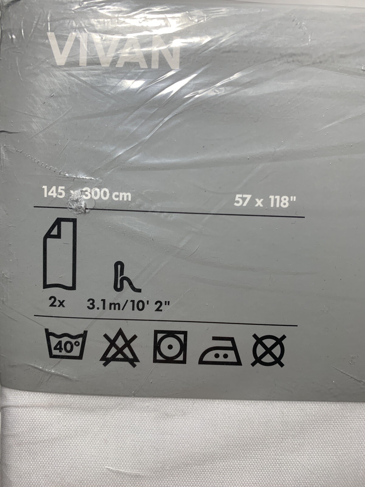 Ikea Vivan Curtains White 145 x 300cm – 57 x 118 inches ~ Semi Sheer Tab Top