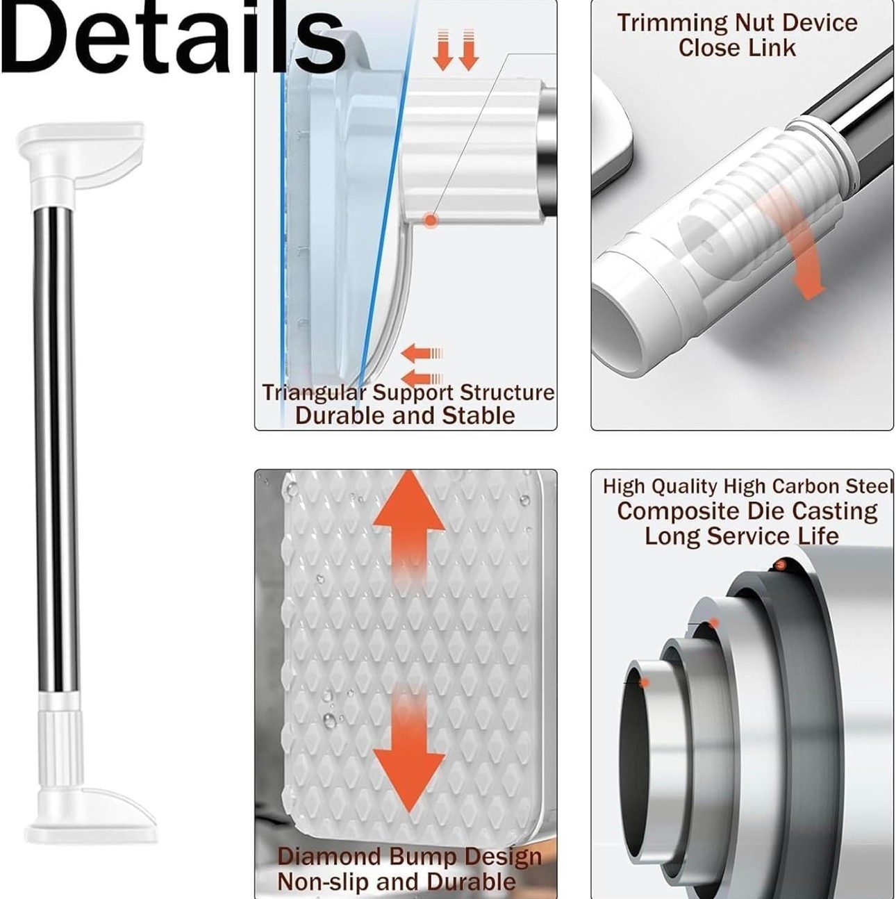 2pk Drill Free Adjustable Rod-2024 New Adjustable Pressure Curtain Rod