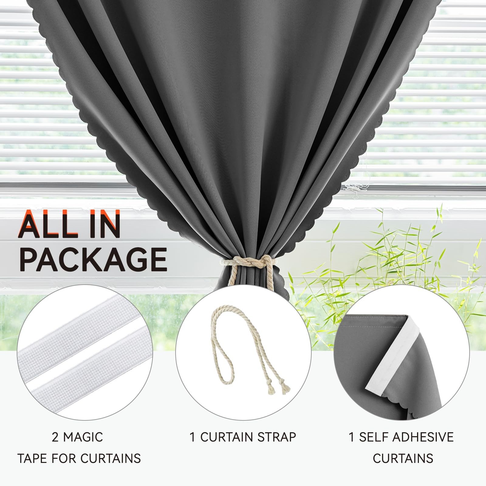 Adhesive Blackout Curtains, Adhesive Window Cover, No Drill Easy Install, Ren…