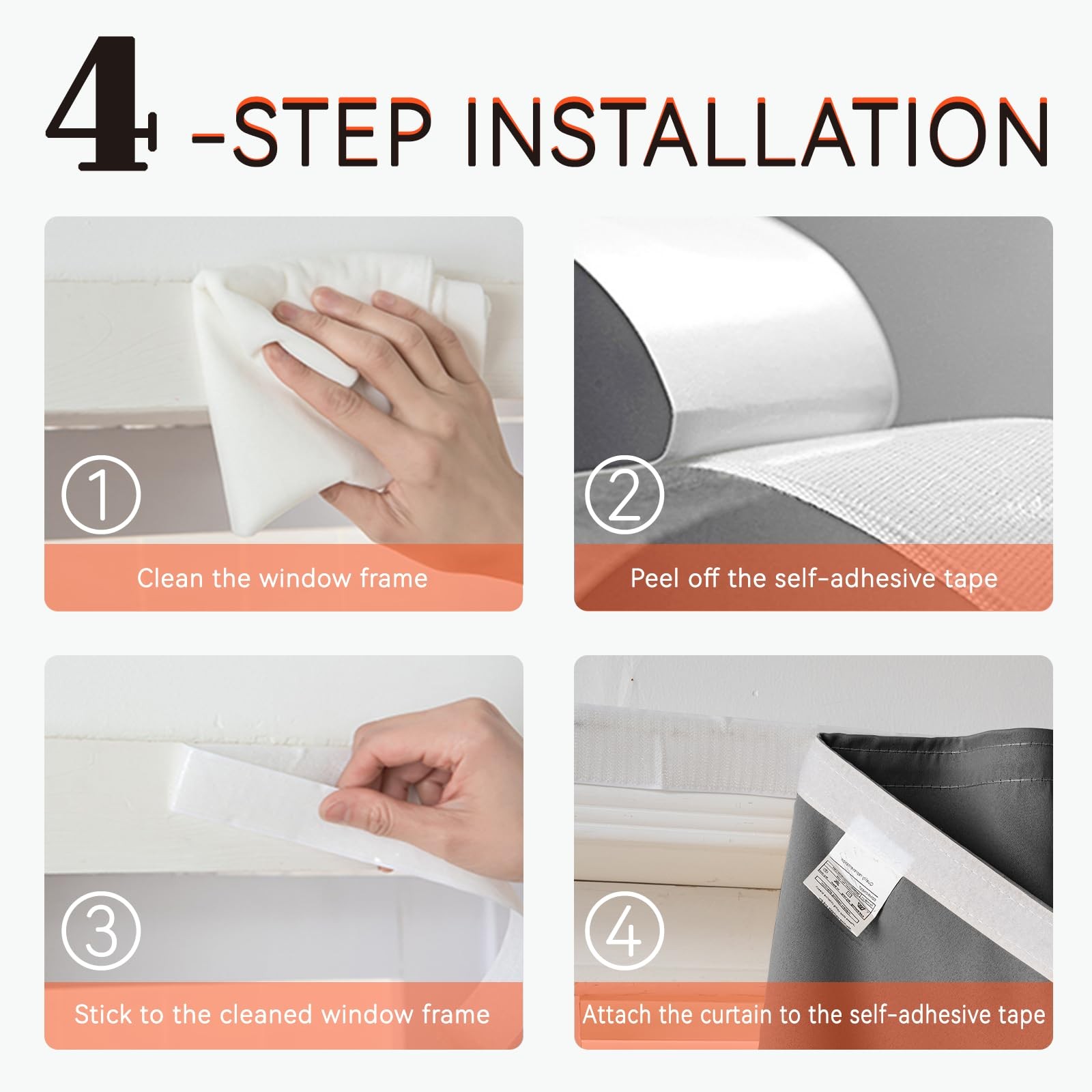 Adhesive Blackout Curtains, Adhesive Window Cover, No Drill Easy Install, Ren…