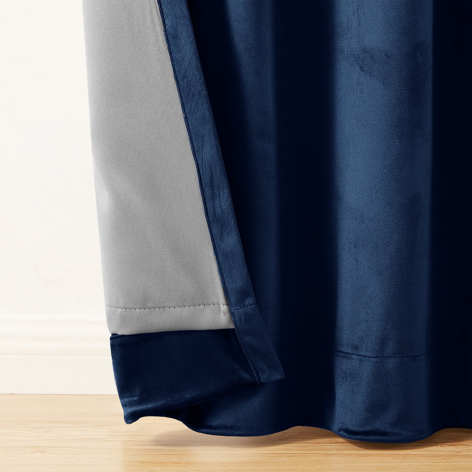 Dutch Velvet Solid 100% Blackout Single Curtain Panel Navy 52″ W x 84″ L