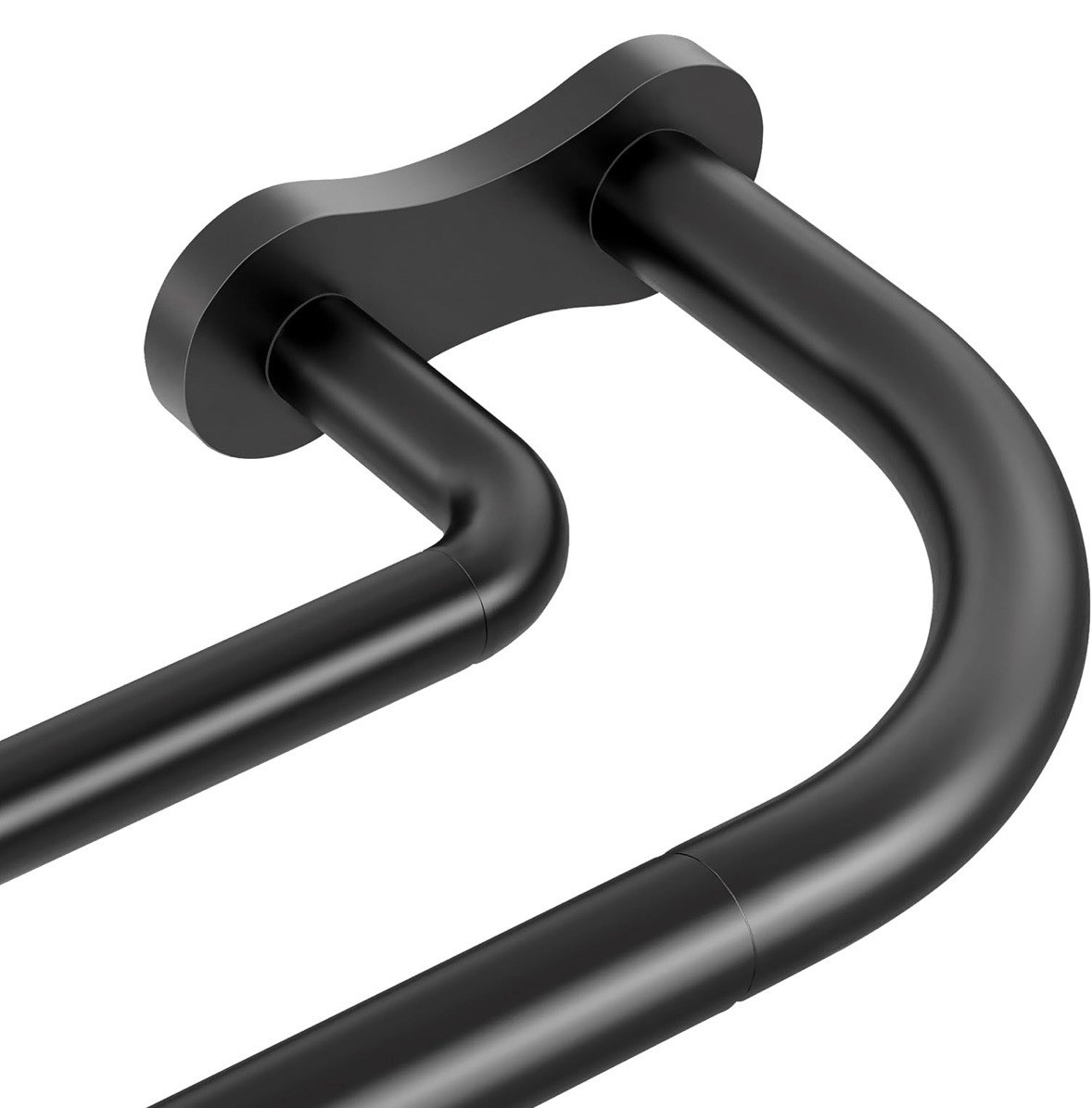 NEW Black Double Curtain Rod 34-124” Wrap Around, Adjustable Heavy Duty Curved