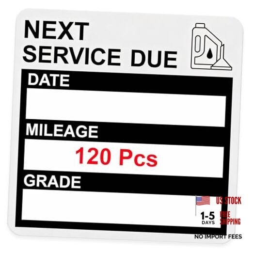 Static Cling Oil Change Stickers for Windshield, 120 Pcs 2×2 Inches No Glue No