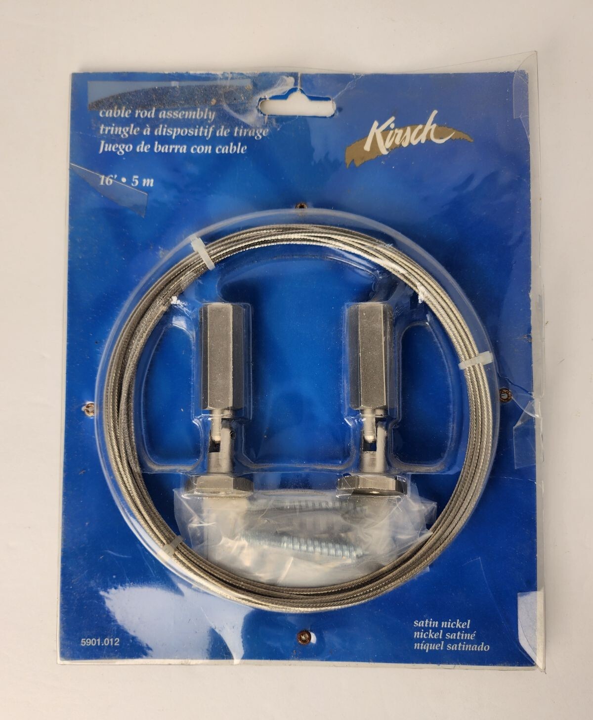 Kirsch Cable Rod Assembly 16′ Feet Satin Nickel Ceiling Inside Outside Mount