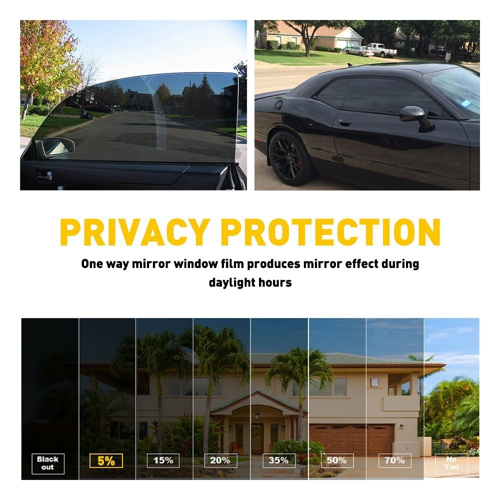 One Way Mirror Window Film Heat UV Reflective Privacy Tint Foil for Home Office