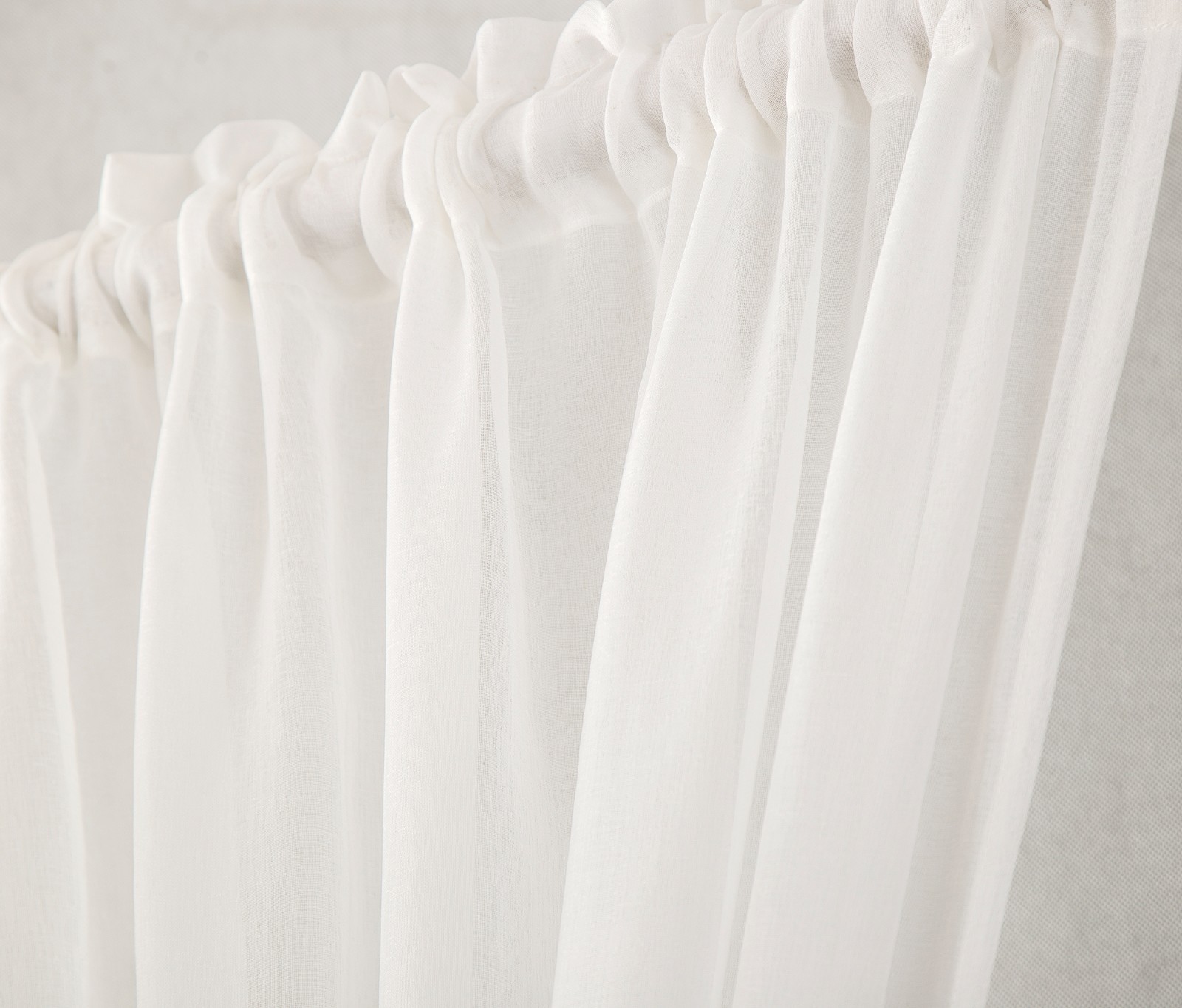 2 Panels White French Door Curtains Faux Linen Sheer Drapes, Including Tiebacks
