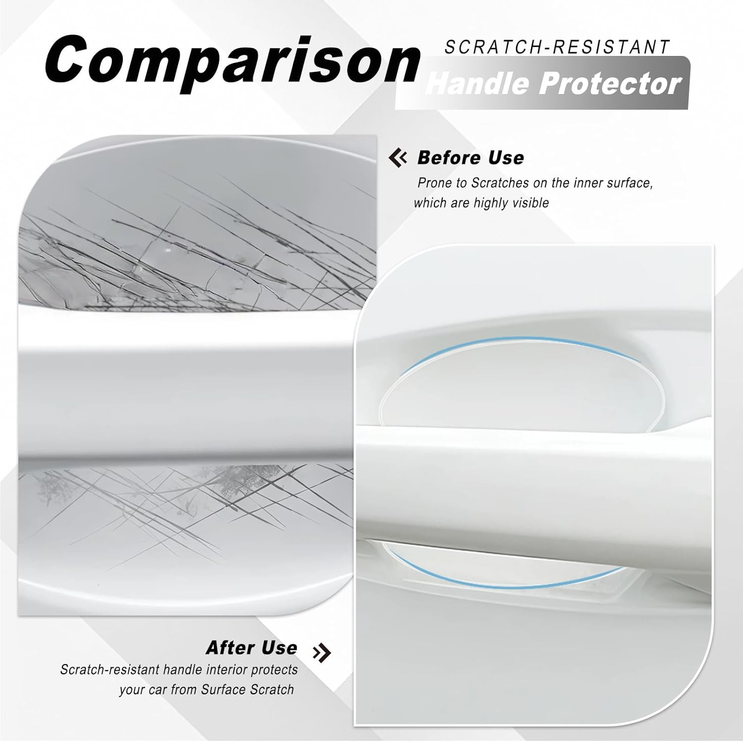 10 PCS Car Door Handle Scratch Protector, Transparent Film Invisible Door Handle
