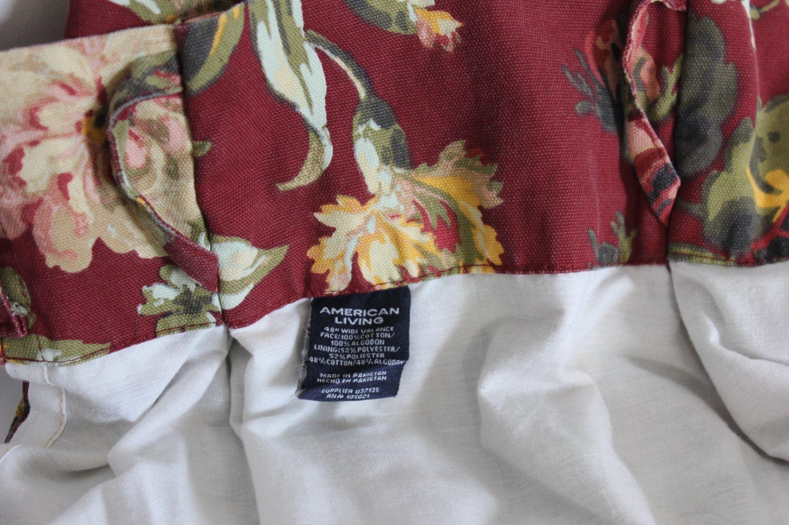 American Living Layered Floral Leopard Valance 48×18 Pinch Pleat Back Tab Cotton