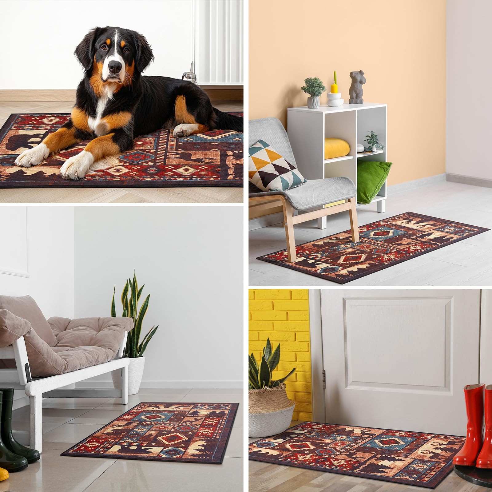 Fireplace Hearth Rug, 24 x 36in Soft Non Slip Protector Mat, Ultra-Thin Vinta…