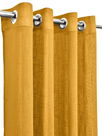 Linenweaves Cotton Linen Solid Window Curtain Set With Eyelet Rings 4.5ft x 5 ft