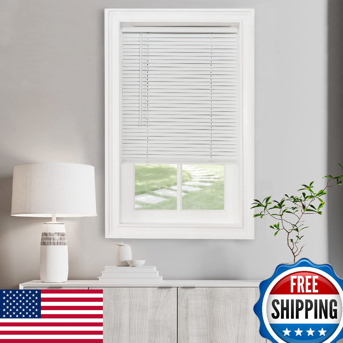 Achim Home Decor 24×72 Inch Cordless Light Filtering Mini Blind Pearl White 1 In
