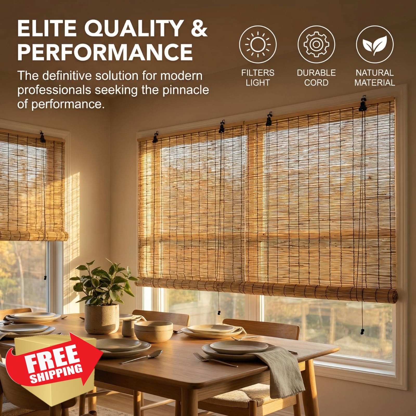 Lignity Bamboo Blinds Carbonized 34″W x 72″H