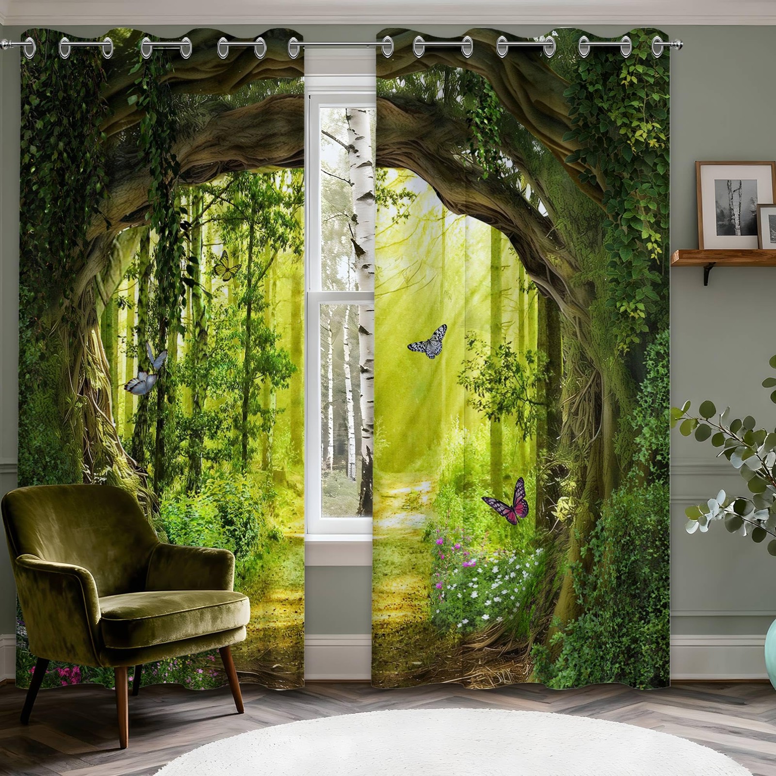 dueeia Enchanted Forest Blackout Curtains, 84 X 52 Inch, 2 Panels