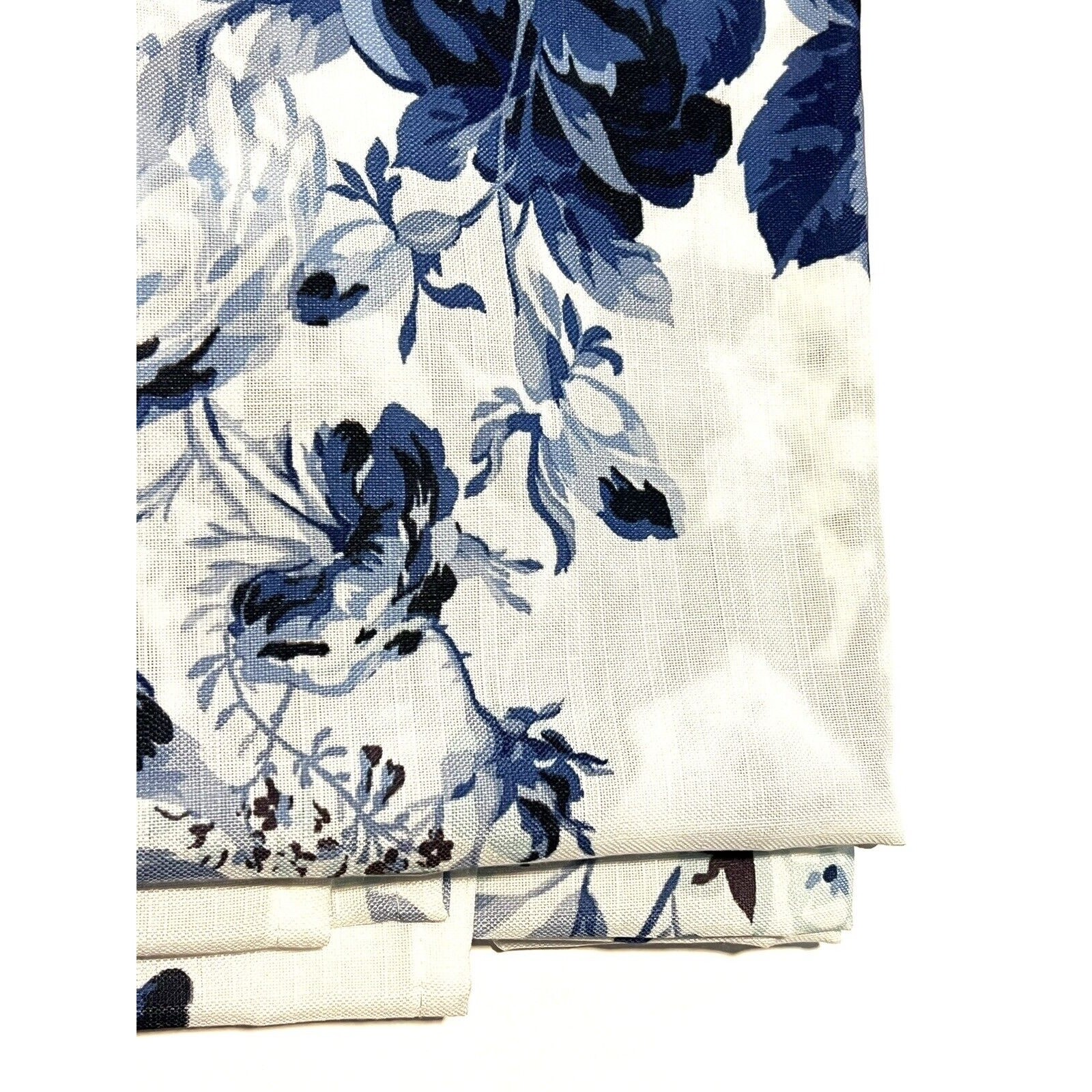 Laura Ashley Floral Blue White Roses Window Curtains 2 Panels 38×84” Joyce