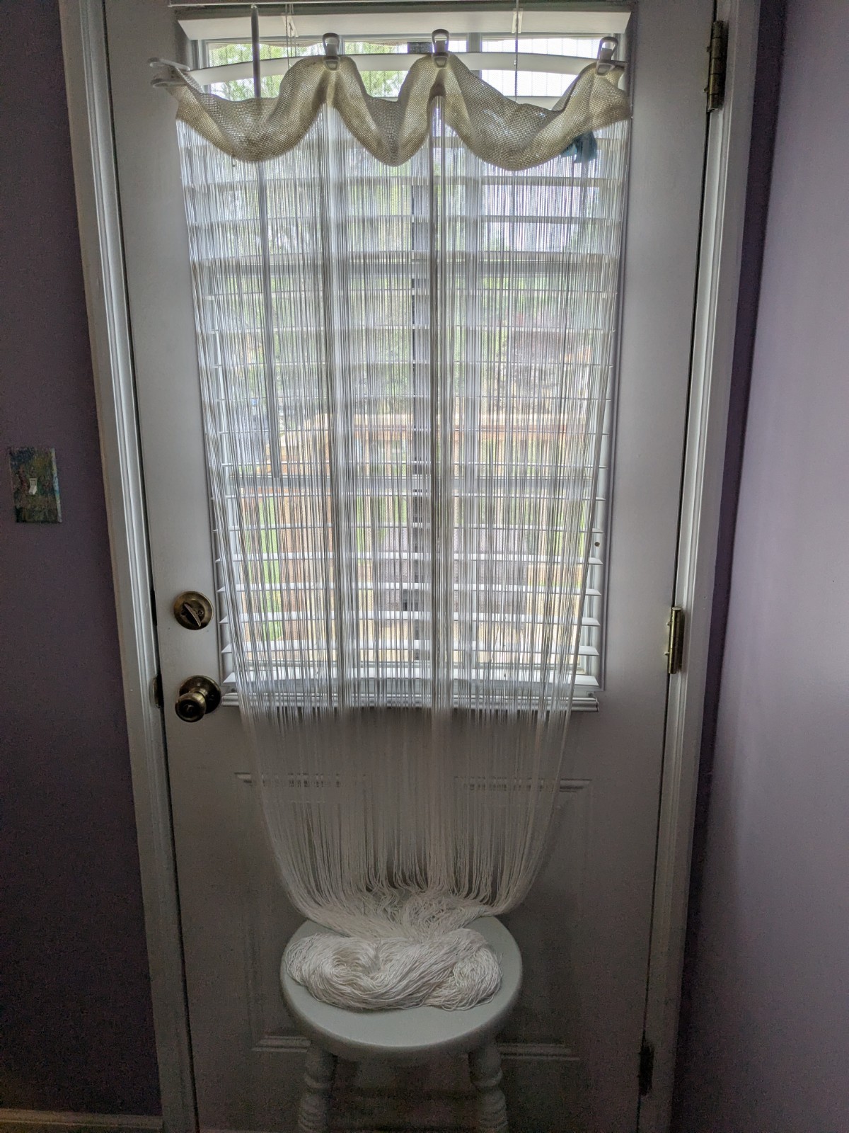 Elegant White Fringe Curtain Panel Flat Top use 4 Door/Window 36W/78L Read Desc