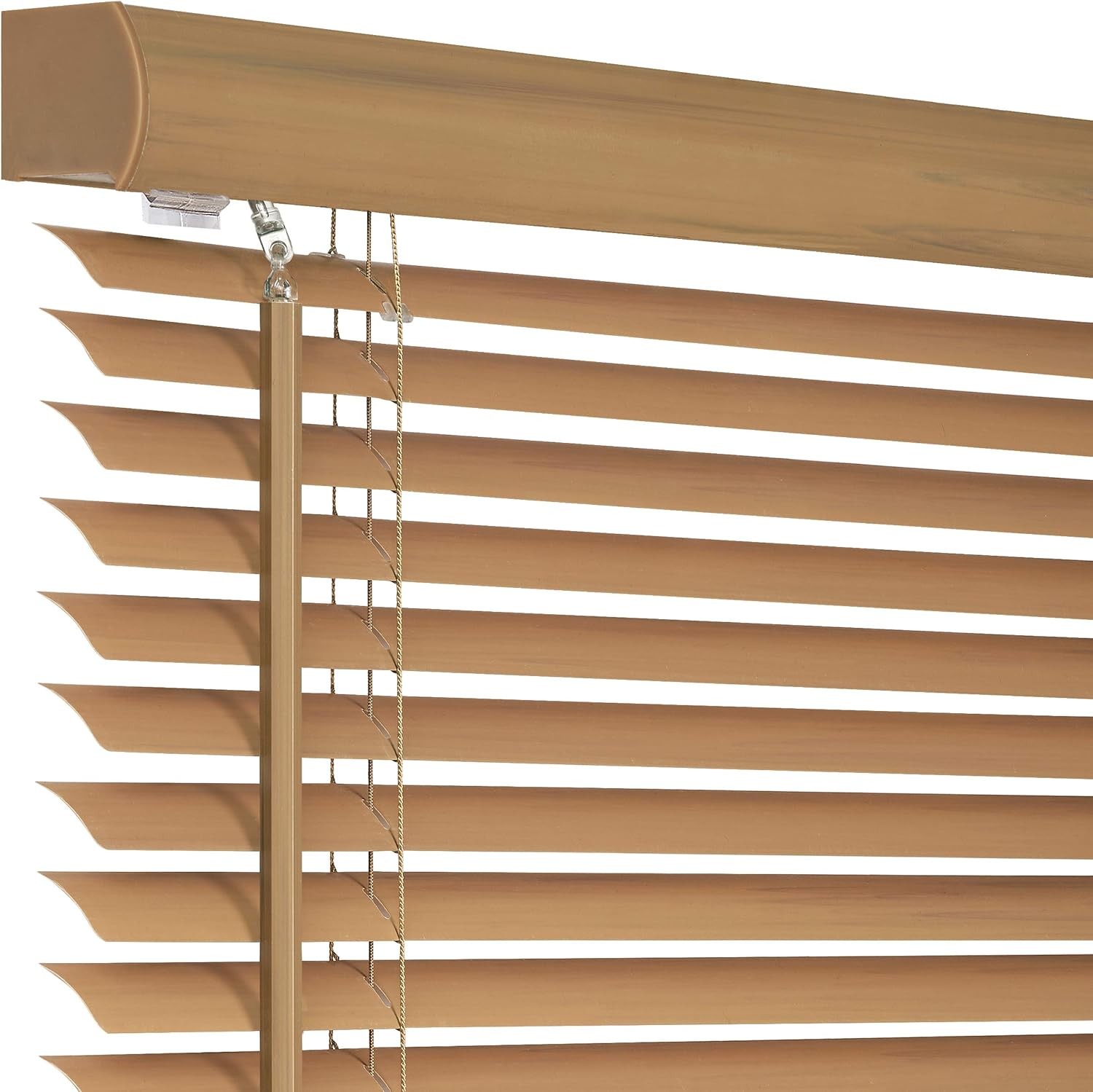 PowerSellerUSA Cordless Vinyl Mini Blinds 34×64 Inch Woodtone
