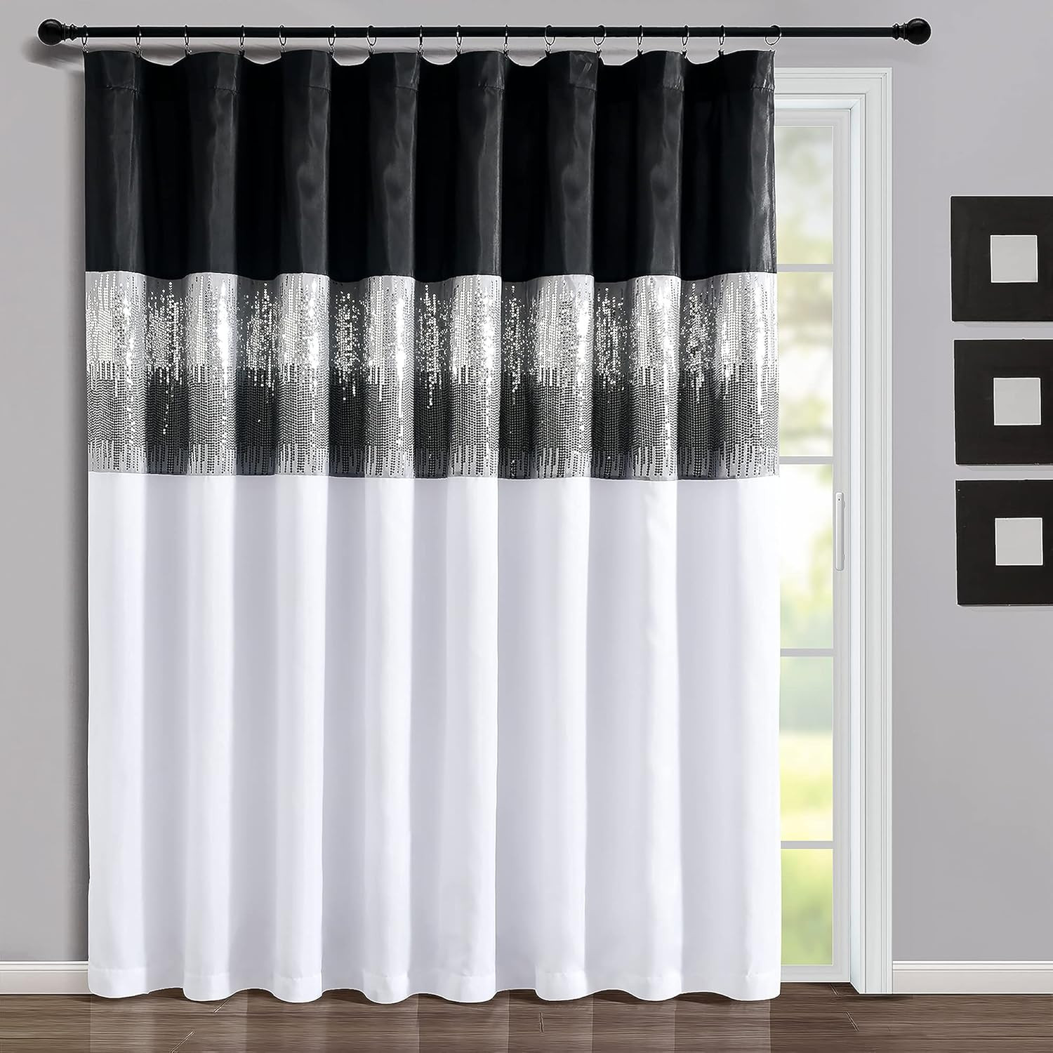Sparkly Night Sky Curtain Panel 100″ W x 84″ L – Glam Decor for Any Room