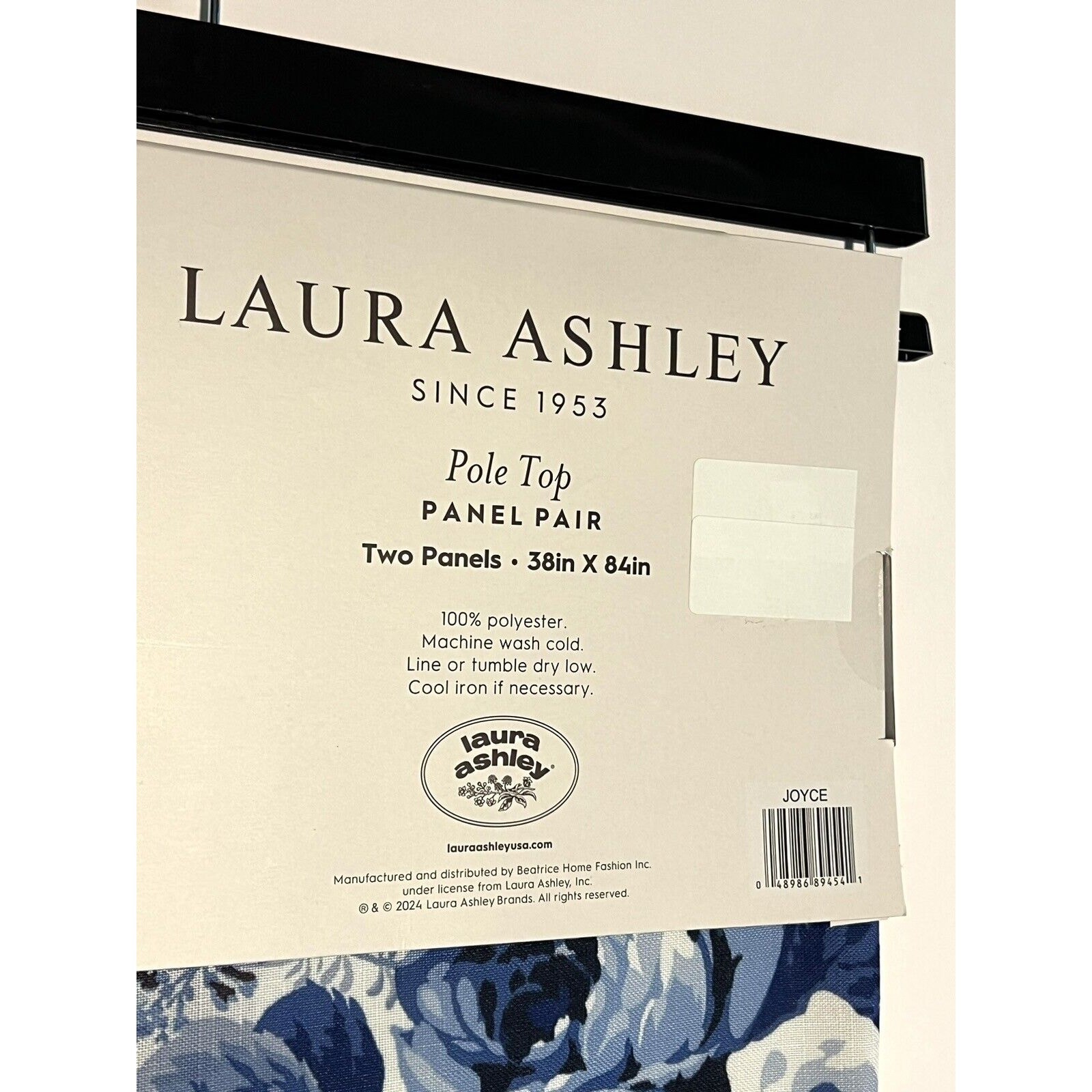 Laura Ashley Floral Blue White Roses Window Curtains 2 Panels 38×84” Joyce