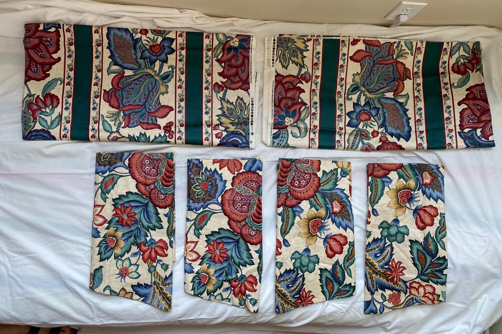 WAVERLY Winsor Greenfield Valances (4) & Fabric (56 X 131) Henry Ford USA Made
