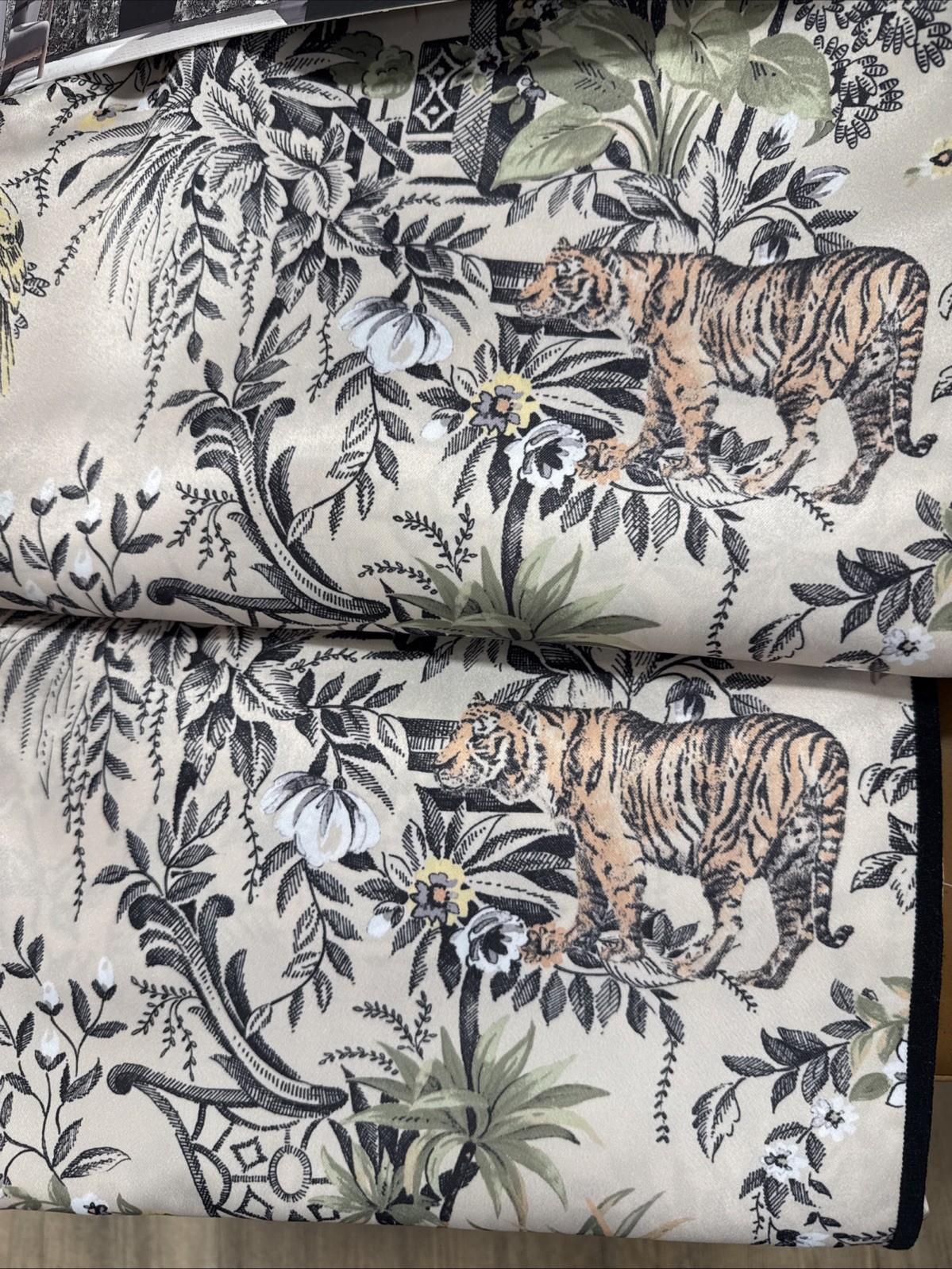 (2) EnVogue Jungle Asian Tiger Bird Back Tab Window Panels 84” New~
