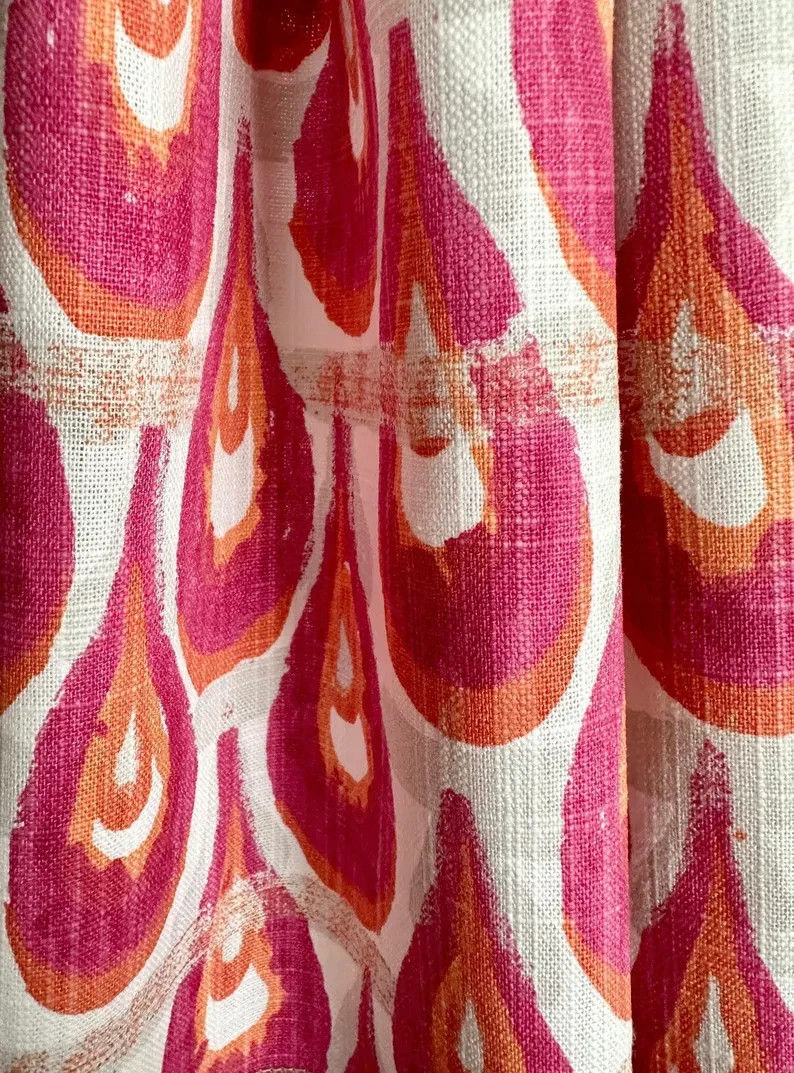 Curtains Made in the USA, Chloe Pink Orange, Medium Weight Cotton Slub