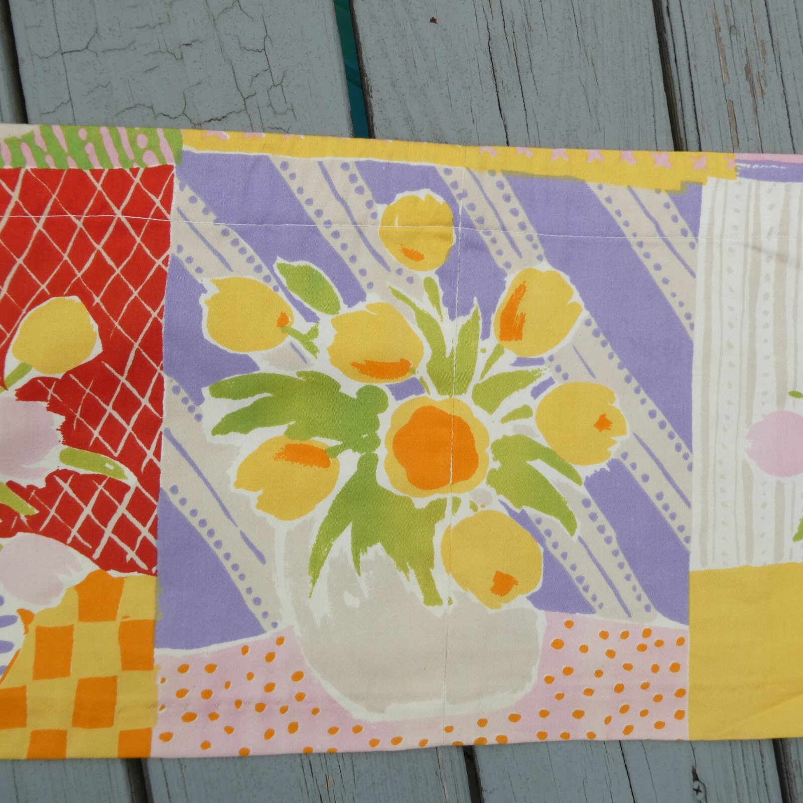Contemporary Custom Curtains Valence Vase of Tulips Print 10.5 inch Drop 2 Width