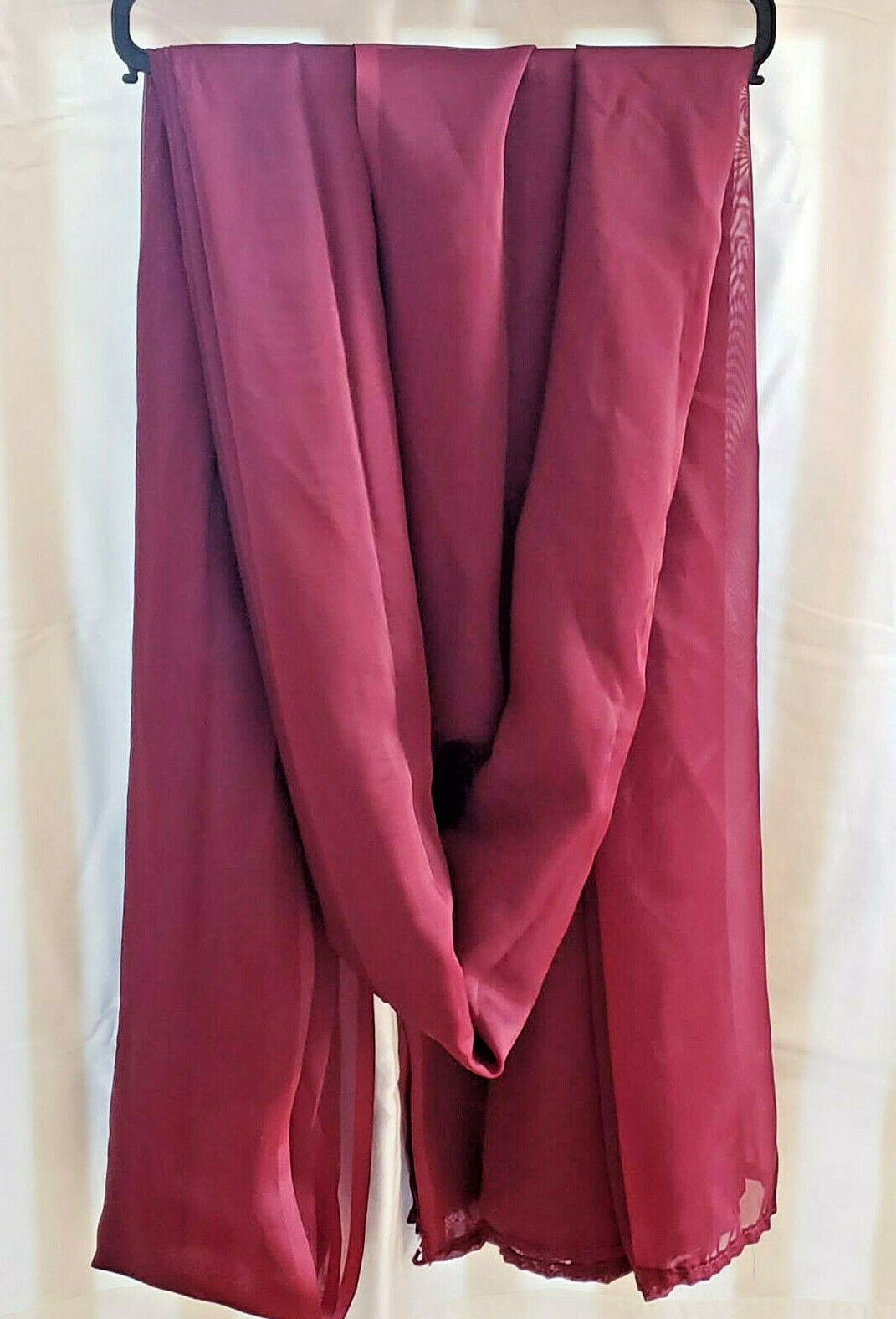 Scarf Valance Window Topper, Burgundy Voile Sheer Swag Curtain Accent, 55″x210″