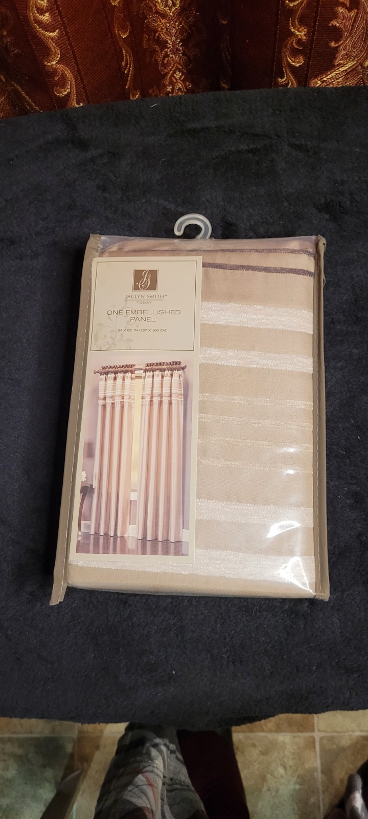 Jaclyn Smith One Rod Pocket Panel – Embellished Jacquard – Chocolate 54x 63″
