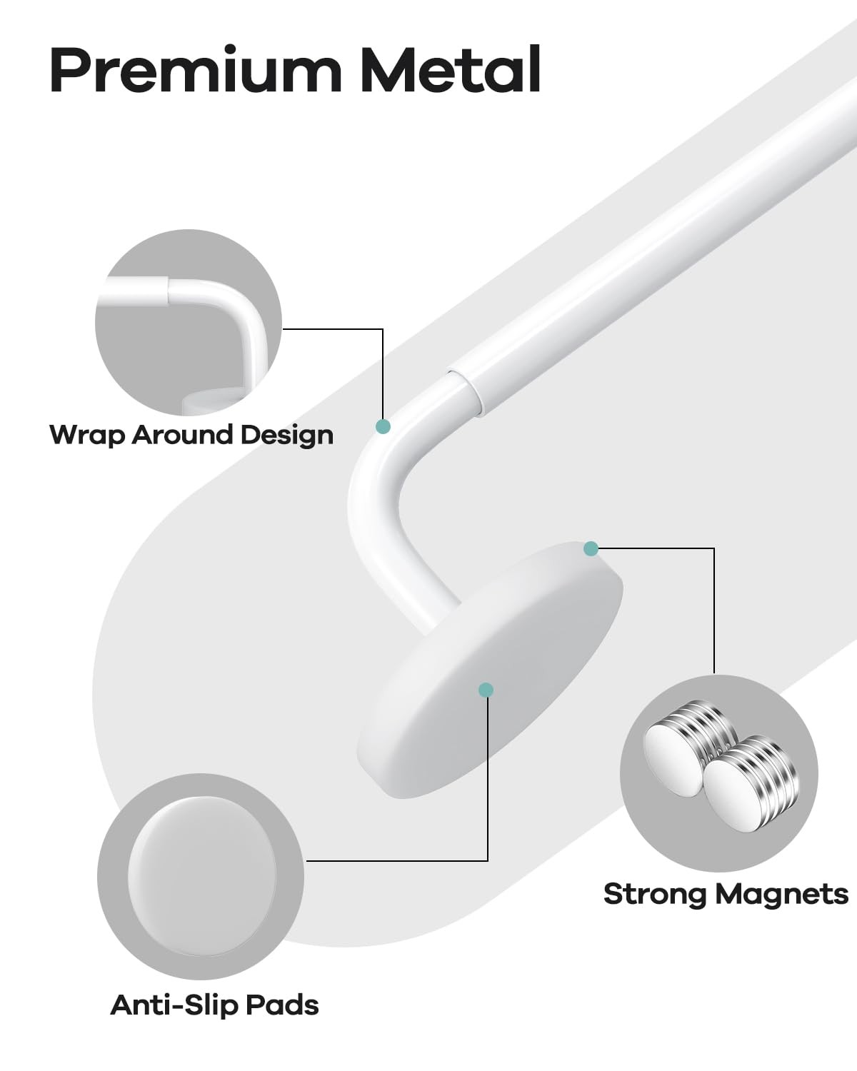 Magnetic Curtain Rods for Door, Adjustable 18 to 30 Inch Curtain Rod, 3/8 Inc