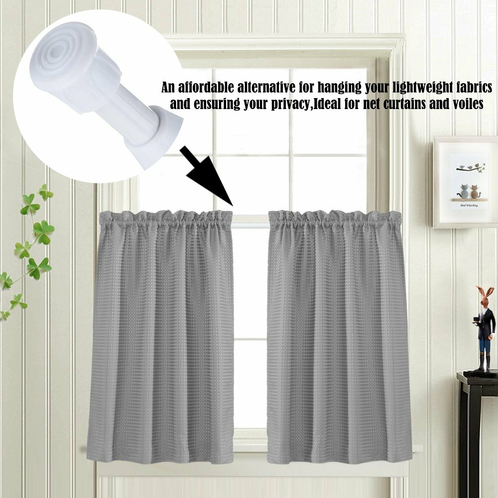 2PCS Heavy-Duty Steel Tension Curtain Rod Spring Load Adjustable Curtain Pole