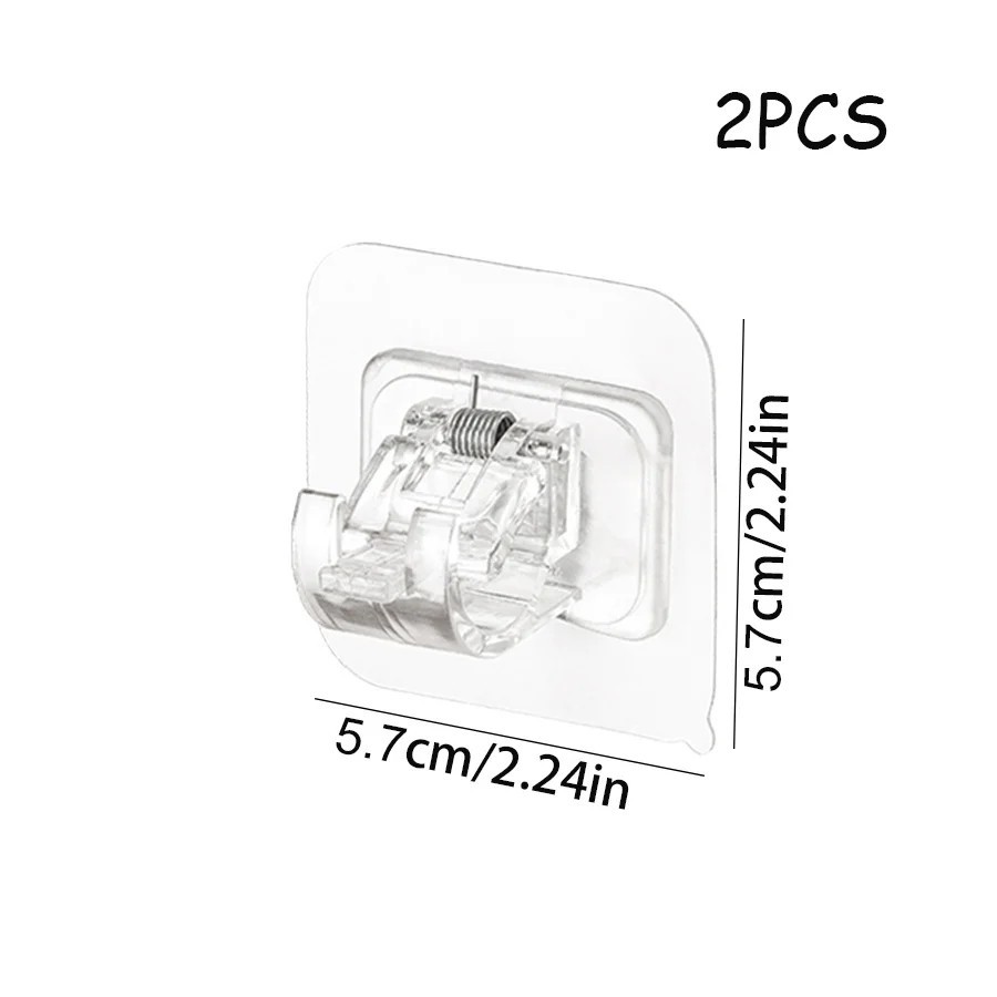 8PCS Nail Free Adjustable Curtain Rod Clip Brackets Self Adhesive Holder Hooks.