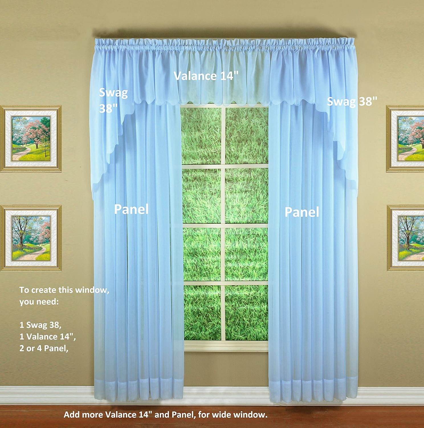 Emelia Original Voile Panel 72″, Sky Blue, 60″ W X 72″ L