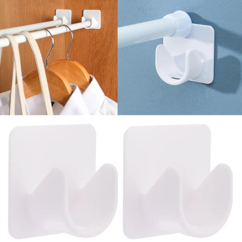 Adjustable Self Adhesive Curtain Rod Hooks for Shower Curtain Rail Holder White