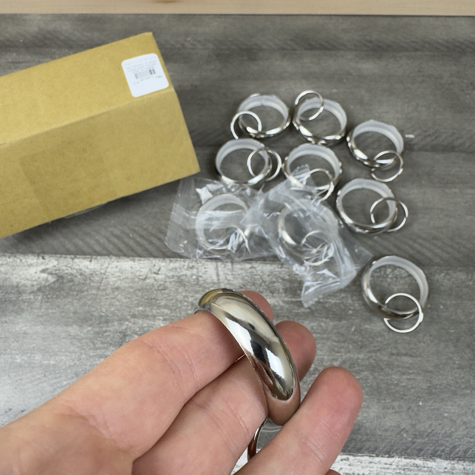Pottery Barn Quiet-Glide Double Round Curtain Rings 0.75” Set/10 Polished Nickel