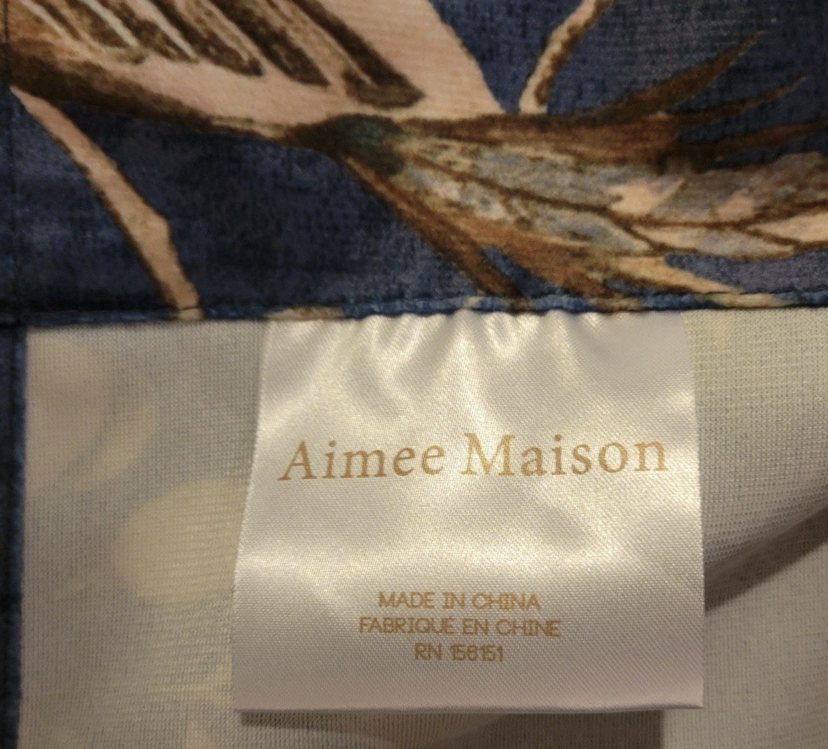 Aimee Maison 2pk Window Panel Curtains Velvet Mocking Jay Bird Blue 37×84 Floral