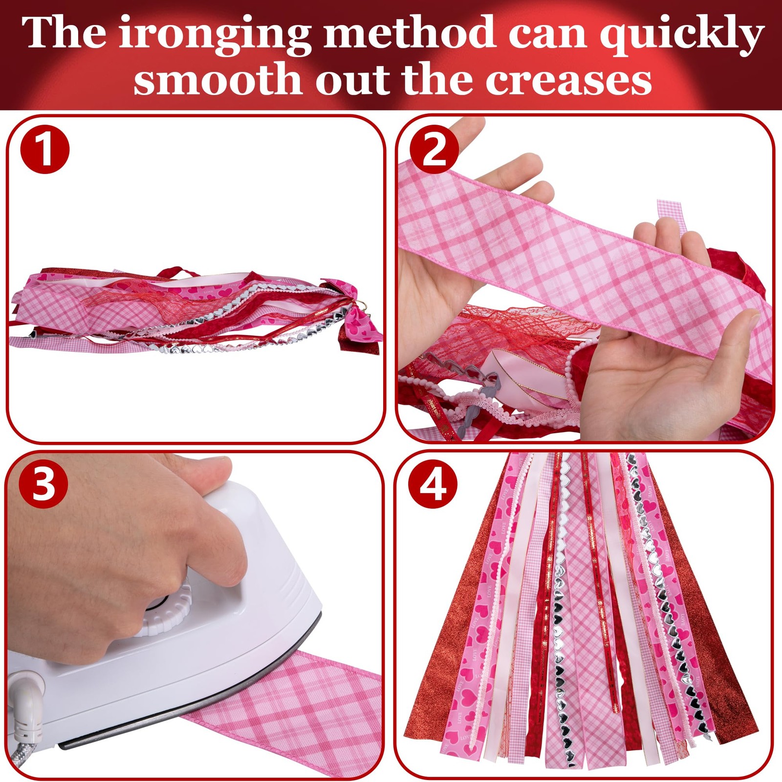2 Pcs Valentine Assorted Ribbon Bow for Wreath, 30” x 20” Large Pink Clip-O…