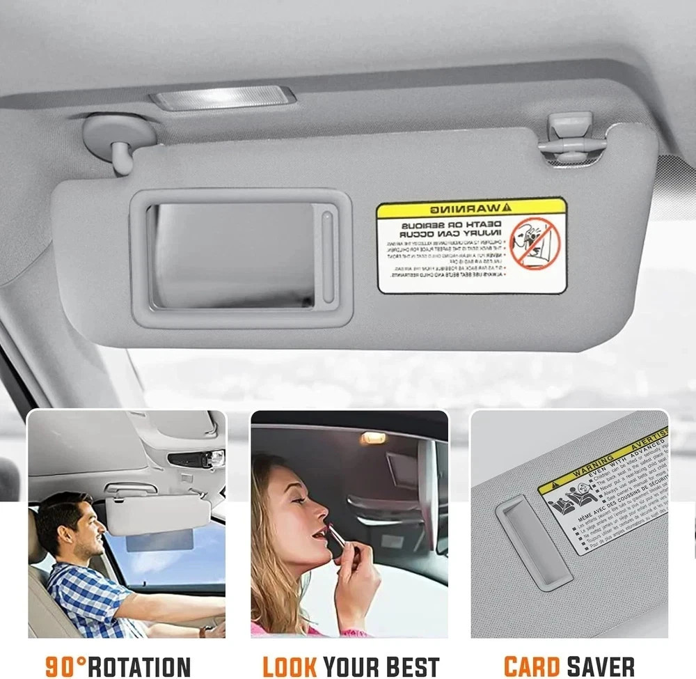 Gray Left Driver and Right Passenger Side Sun Visor, 1 Pair (Left+Right)