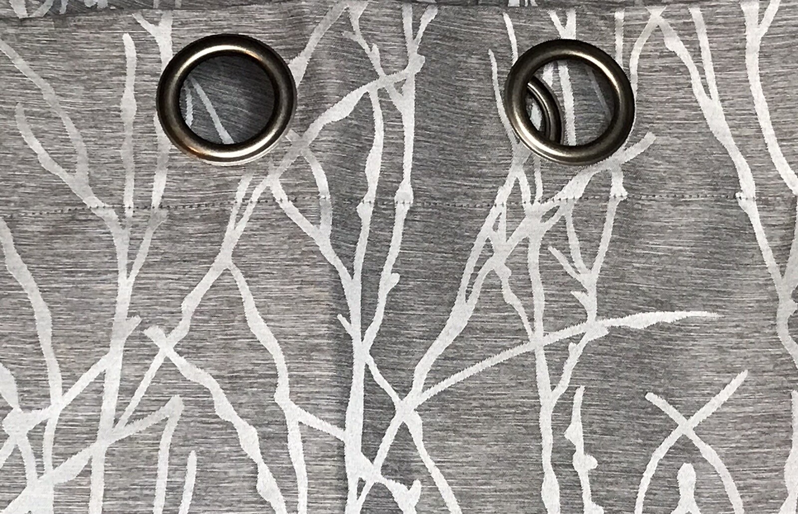 39”x 83” Pair Curtain Panels Gray Silver Grommets Silver Branch Pattern