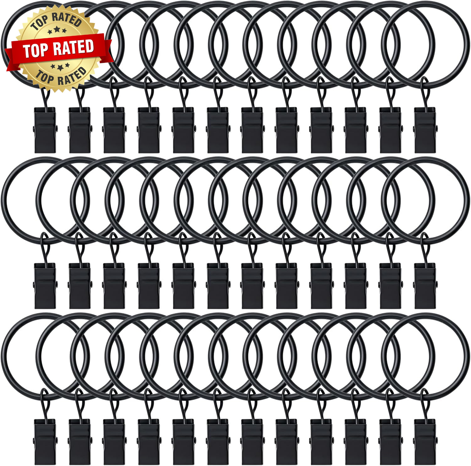36 Pack Curtain Rings with Clips Drapery Clips with Rings Hangers Drapes Rings D