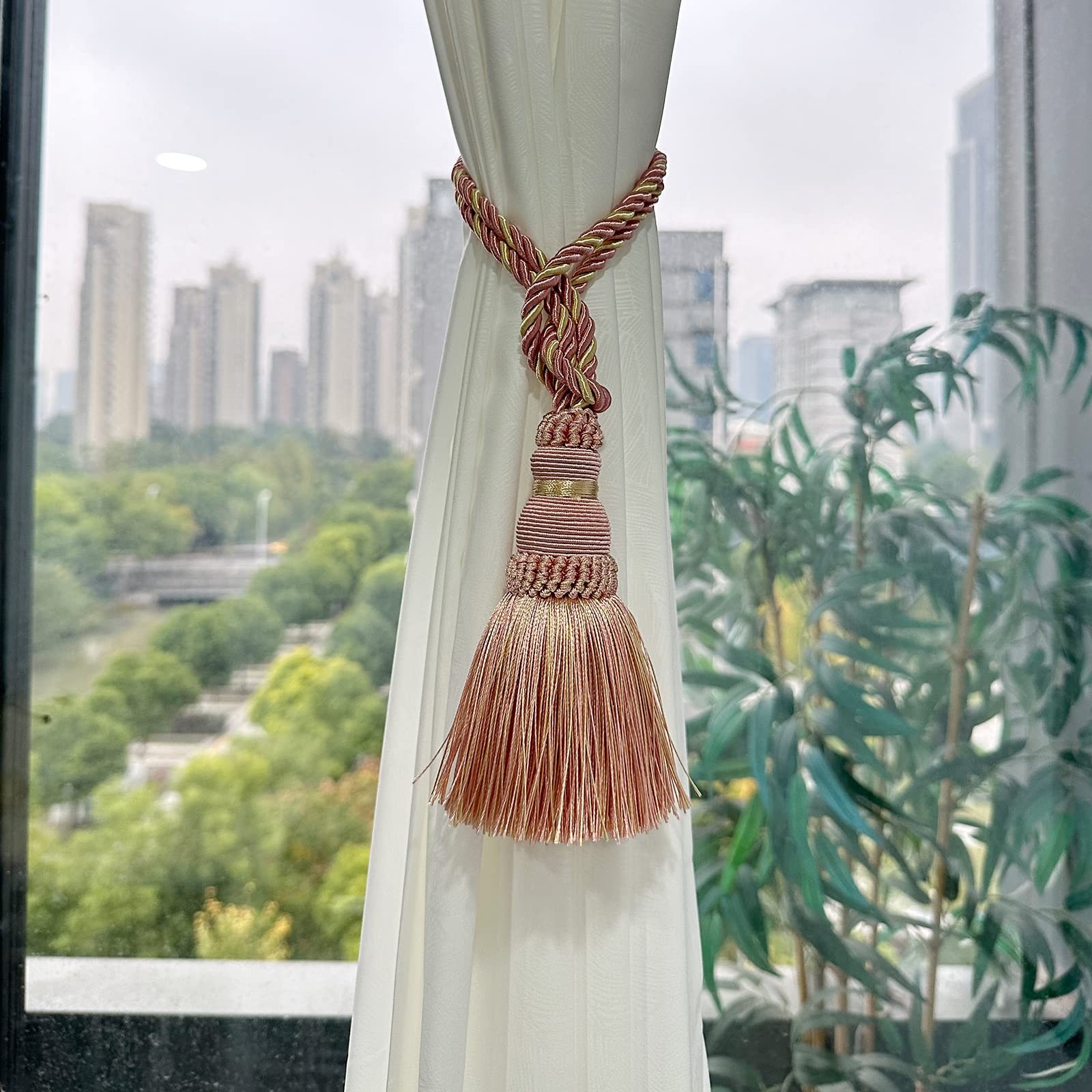 2 Pack Curtain Tie Backs Rope Tassels for Curtains Drape tiebacks Handmade Outdo