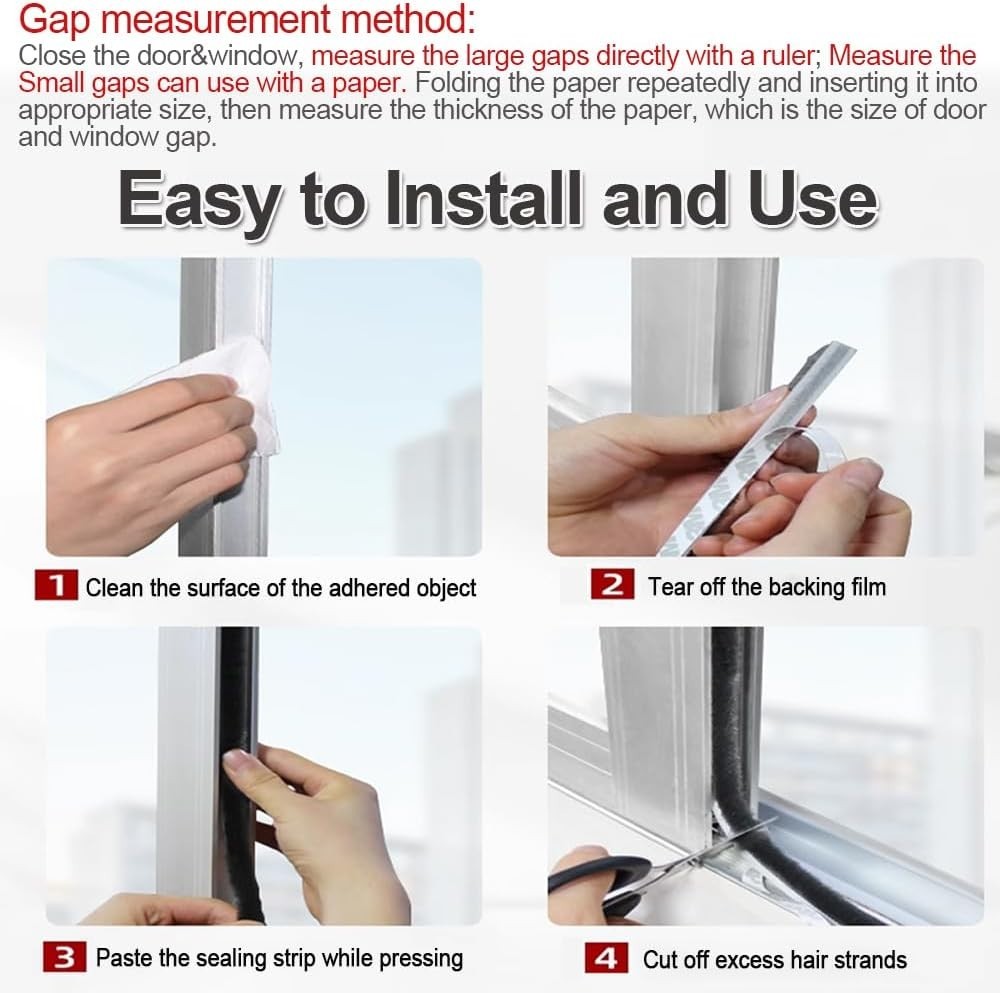 Strong Adhesive Window Weather Stripping – 33ft Soundproof & Dustproof Seal